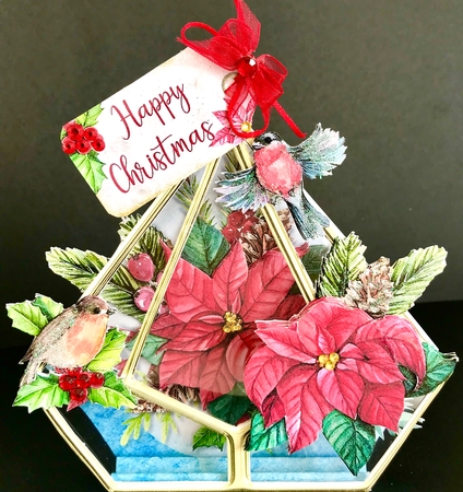Christmas Poinsettias 3d Terrarium Cards & Envelopes Kit by Jan Salisbury