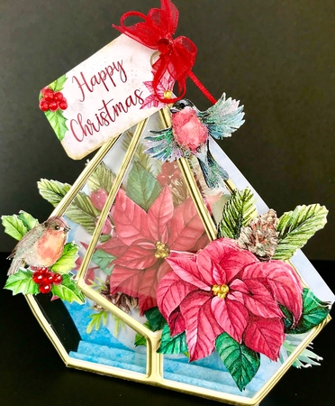 Christmas Poinsettias 3d Terrarium Cards & Envelopes Kit by Jan Salisbury