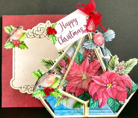 Christmas Poinsettias 3d Terrarium Cards & Envelopes Kit by Jan Salisbury