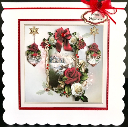 Christmas Rose Card Front With Decoupage by Jan Salisbury