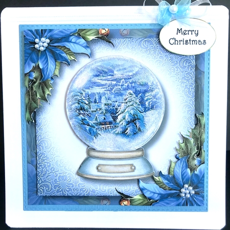 Beautiful Snowglobe & Blue Poinsettias by Jan Salisbury