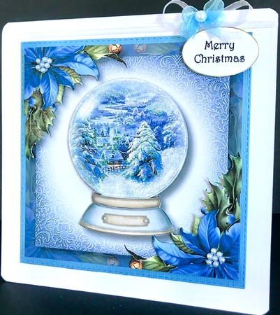 Beautiful Snowglobe & Blue Poinsettias by Jan Salisbury