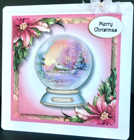 Beautiful Snowglobe & Pink Poinsettias by Jan Salisbury