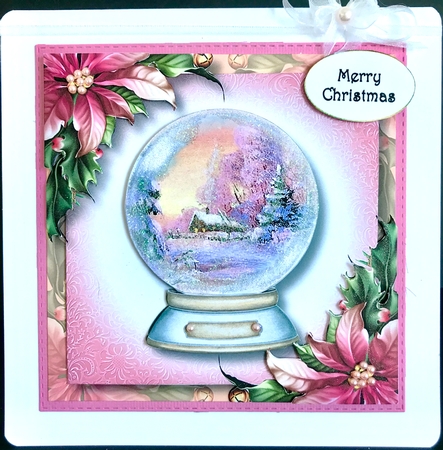 Beautiful Snowglobe & Pink Poinsettias by Jan Salisbury