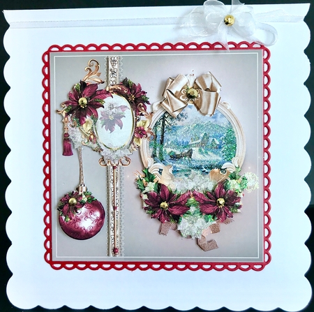 Christmas Scene Card Front With Decoupage by Jan Salisbury