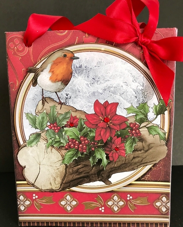 Christmas Robin Mini Gift Bag Red by Jan Salisbury