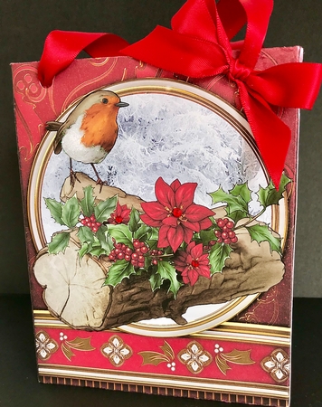 Christmas Robin Mini Gift Bag Red by Jan Salisbury
