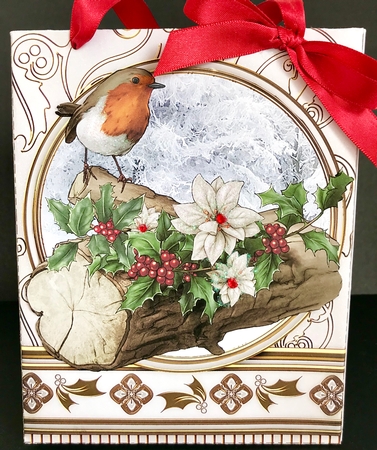 Christmas Robin Mini Gift Bag Cream by Jan Salisbury