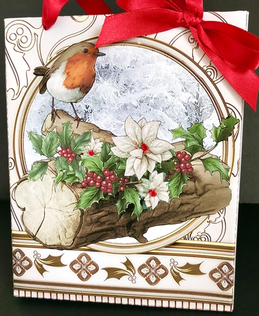 Christmas Robin Mini Gift Bag Cream by Jan Salisbury