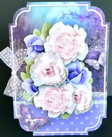 Pink and Lilac Roses - Shaped Card Mini Kit by Jan Salisbury