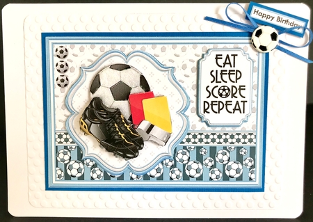 FOOTBALL LIGHT BLUE A5 Decoupage or Pyramage & Insert Card Kit by Jan Salisbury