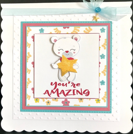Youre Amazing Teddy Bear 7.5 Inch Square Card Front Kit by Jan Salisbury