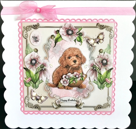 Poppy Dog Card Front With Decoupage by Jan Salisbury