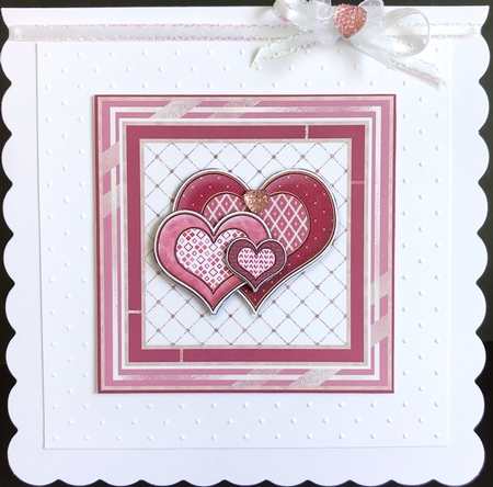 PINK & GOLD HEARTS Various Occasions 6x6 Decoupage Card Kit by Jan Salisbury