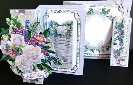 Occasional Roses Accordion Card, Envelope & Bookmark Kit. by Jan Salisbury