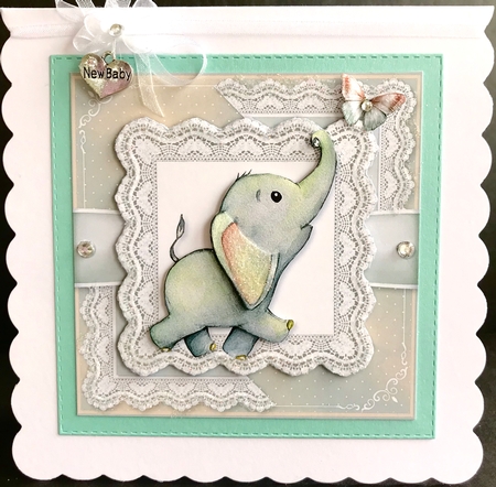 Gender Neutral Baby Elephant Bumper Kit with bonus Square Gift Box by Jan Salisbury