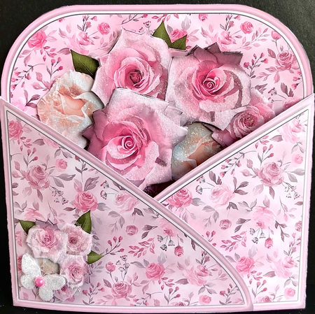 Pink Roses - Crossover Gatefold Card Mini Kit by Jan Salisbury