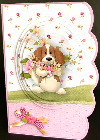 Puppy With Flowers - Scallop Edged Card Mini Kit by Jan Salisbury