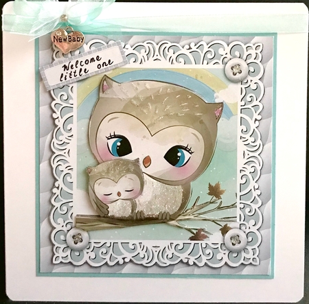 Gorgeous Owls Cuddling Unisex Baby 8x8 by Jan Salisbury