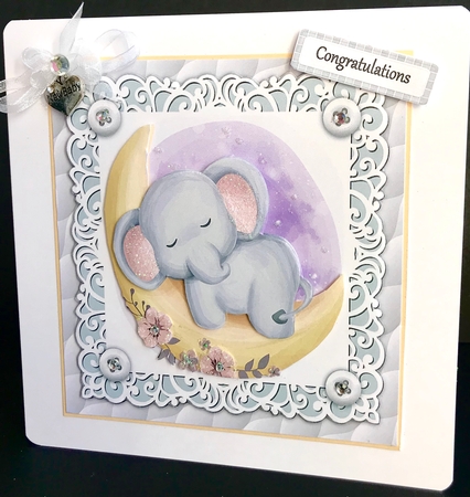 Gorgeous Elephant Sleeping Unisex Baby 8x8 by Jan Salisbury