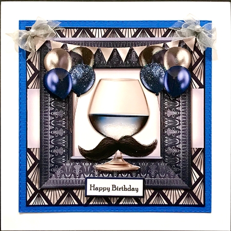 Male Card  Birthday Balloons  & Wine  by Jan Salisbury