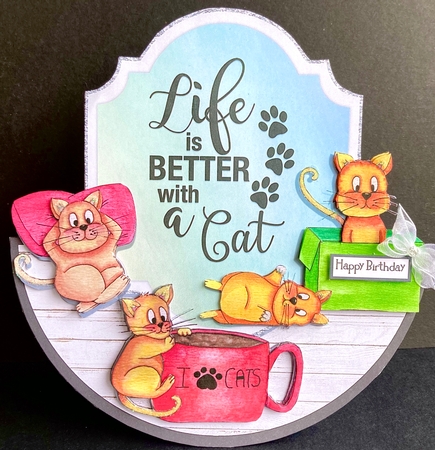 BETTER WITH A CAT - rocker card by Jan Salisbury