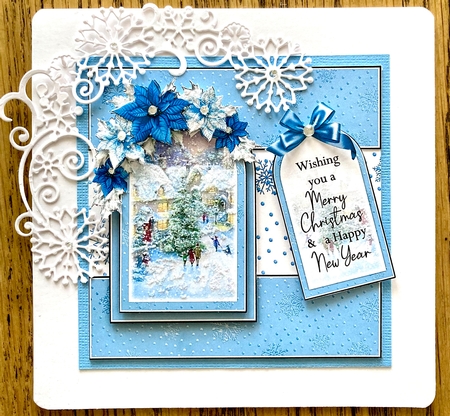 Cottage Christmas Tent fold Window Card Front Mini Kit 4 by Jan Salisbury
