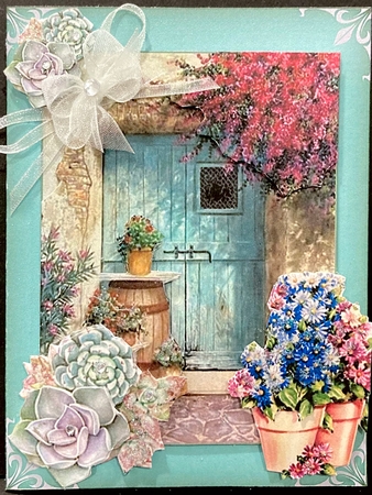 Cottage Door Card Card Kit with inserts, Decoupage, Card Base and envelope JPEGS and PDF by Jan Salisbury