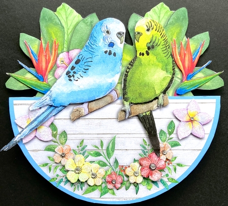 BUDGIES - rocker card by Jan Salisbury