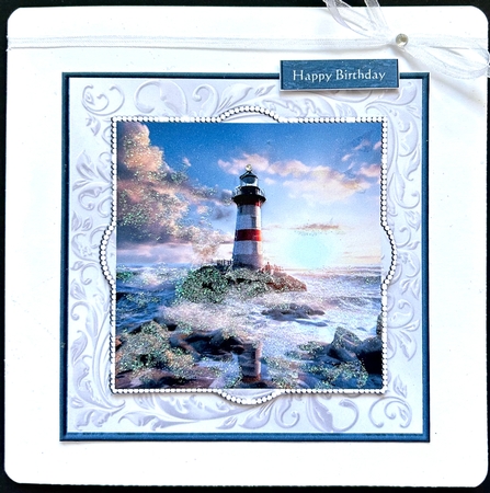 Kit Four male card Topper The Lighthouse by Jan Salisbury