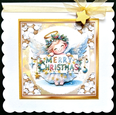 Gold & White Baubles With A Pretty Angel 8x8 Two by Jan Salisbury