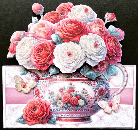 Vase Of Roses Tent Card Kit by Jan Salisbury