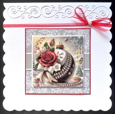 Beautiful Christmas Rose Bauble by Jan Salisbury