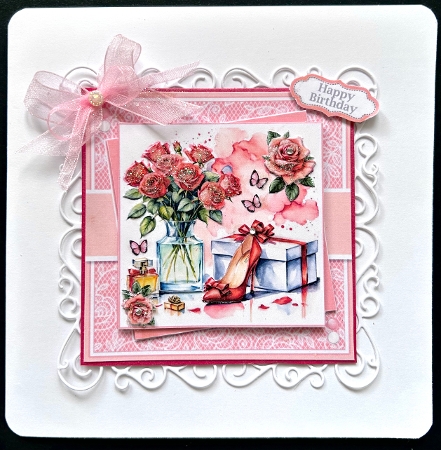 Pretty In Pink Lace Floral Birthday Wishes by Jan Salisbury