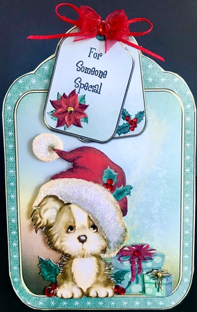 Xmas Puppy Tag Shaped Card Kit by Jan Salisbury
