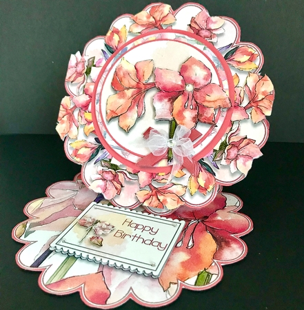 Autumn Blooms Scalloped Easel Card by Jan Salisbury