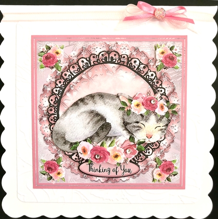Roses and Cats Card Topper Series - Sleeping Peacefully by Jan Salisbury