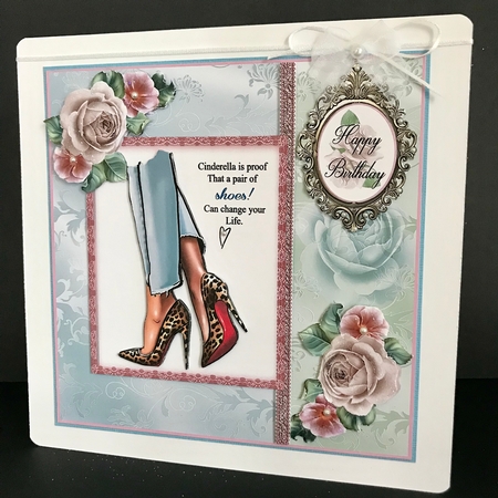 Cinderella is proof card front with decoupage by Jan Salisbury