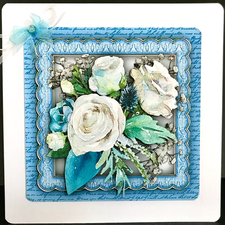 Beautiful White Roses in a Scalloped Frame  by Jan Salisbury