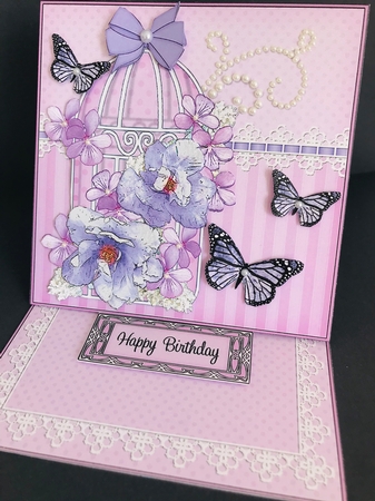 3D Easel Card Mini Kit - Pretty Floral Birdcage with Butterflies by Jan Salisbury