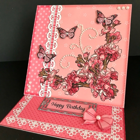 3D Easel Card Mini Kit - A Touch of Elegance - Flowers Lace, butterflies & Pearls by Jan Salisbury