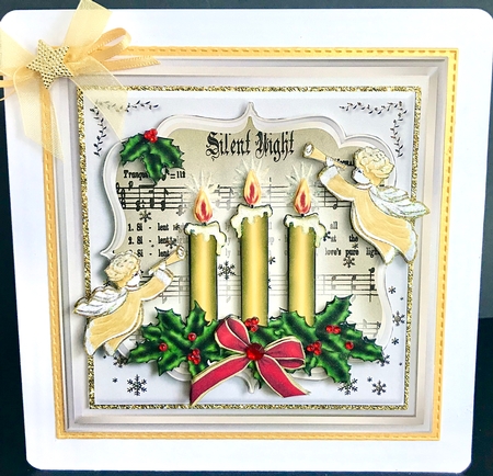 Cream Christmas Candle 8x8 Card Kit-4 by Jan Salisbury