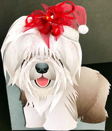 Old English Sheep Dog Shaped Card by Jan Salisbury