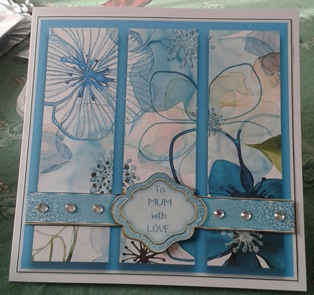 Floral Tri Panel Card Topper - Turquoise by Jane Appleton-Lowles