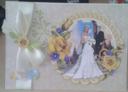 Lemon Roses Bride Scalloped Round Topper & Decoupage by Jane Appleton-Lowles