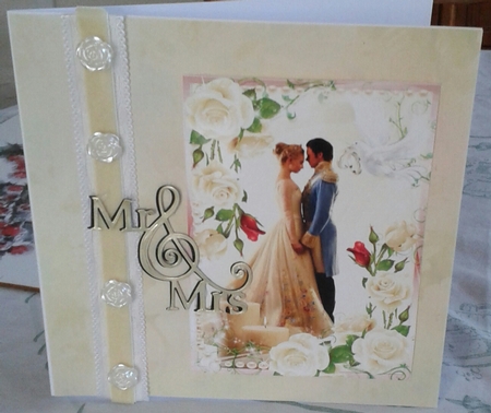 Wedding Couple in Cream Roses Frame by Jane Appleton-Lowles