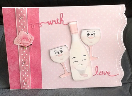 Happy Anniversary to my Wife with pink roses & toony champagne by Jane Appleton-Lowles