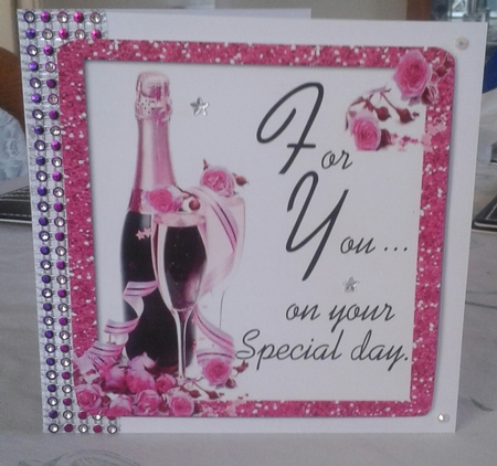 pretty pink roses and champagne for you 8x8 by Jane Appleton-Lowles