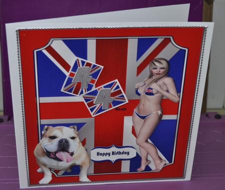 Union Jack Bracket Card-topper with Girl by Jane Appleton-Lowles
