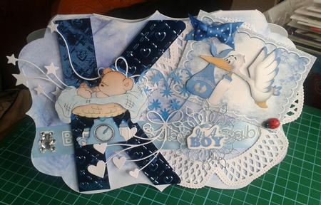 Special Delivery Stork with Baby Boy & Bottle by Jane Appleton-Lowles